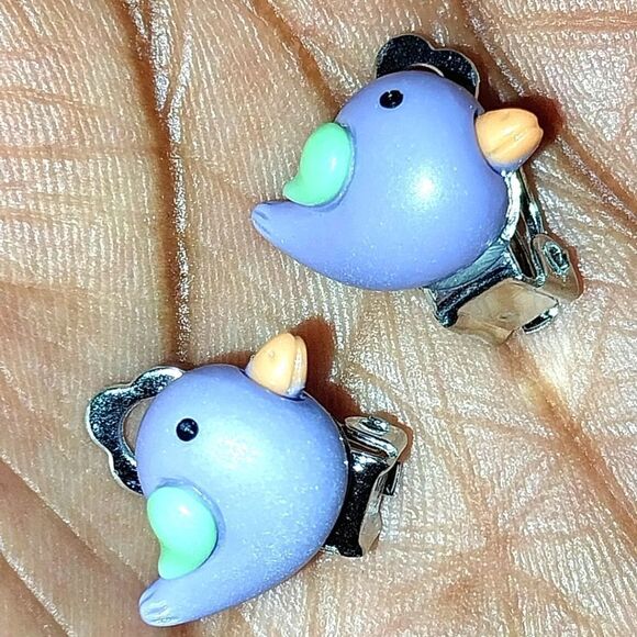Beautiful girls bird clip-on earrings for kids - Picture 2 of 4